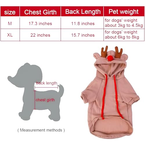 FYJCXCMP Hunde Weihnachtskostüm, Haustier-Elch-Kostüm, Niedliche Weihnachtskleidung, Hoodie für Hunde, Elch-Design (XL)