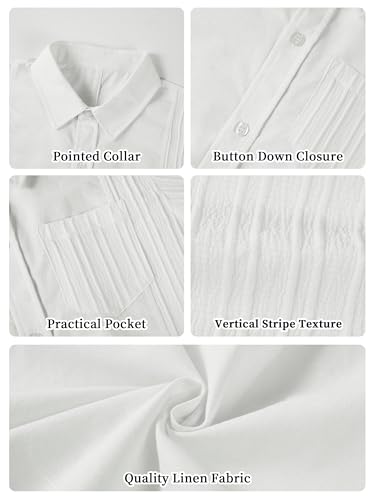 LOLANTA Boys Linen Shirt Short Sleeve Guayabera Shirts Button Down Textured Summer Outfits Beach Tops with One Pocket3