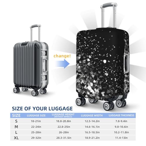 Travel Luggage Cover Black white glitter Suitcase Protector Elastic Washable Stretch Suitcase Protector Anti-Scratch Travel Suitcase Cover Fit 18-32 Inch Luggage2
