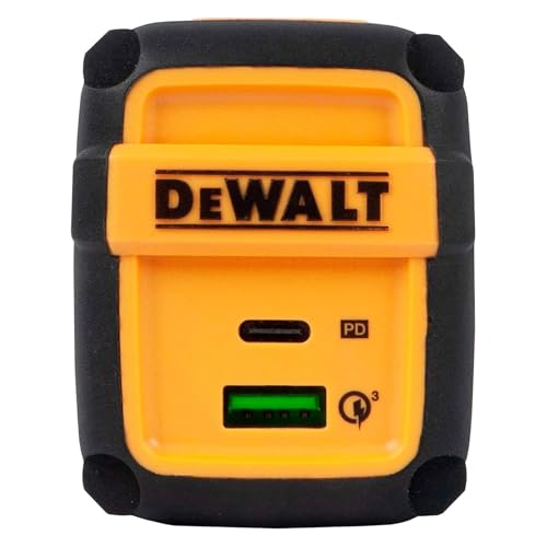 Chargeur DEWALT USB-C 49.5W double port mural pour smartphone et tablette