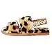 Girl Pantofole soffici con cinturino Soft Memory Faom Robusta suola Furry Sliders Leopard Pint Peluche Scarpe Taglia 4