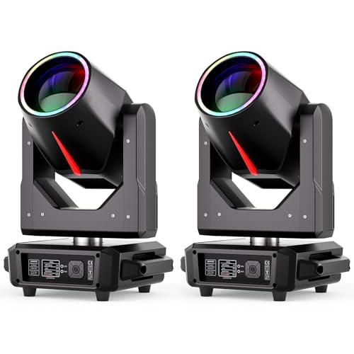 Image of 2 PCS Moving Head Beam Light 295W with Color Ring 15 Colors 14 Gobos 18+8 Facet Prisms /Wash /Beam /Frost /Rainbow Stage Effect 4 Angle 16 /22CH DMX512 Sound Activated for Concert Theater Club Christmas