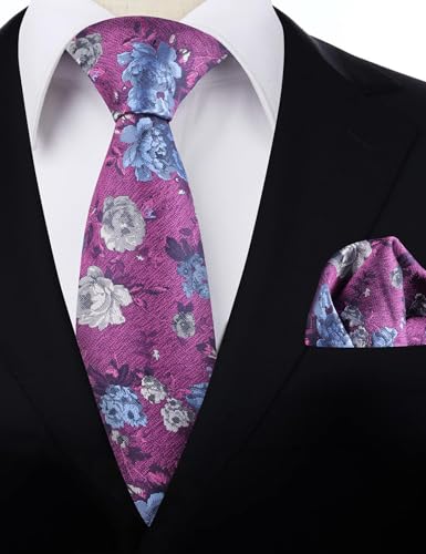 Image of Alizeal Mens 3.15'' Colorful Flower Pattern and handkerchief Necktie Set