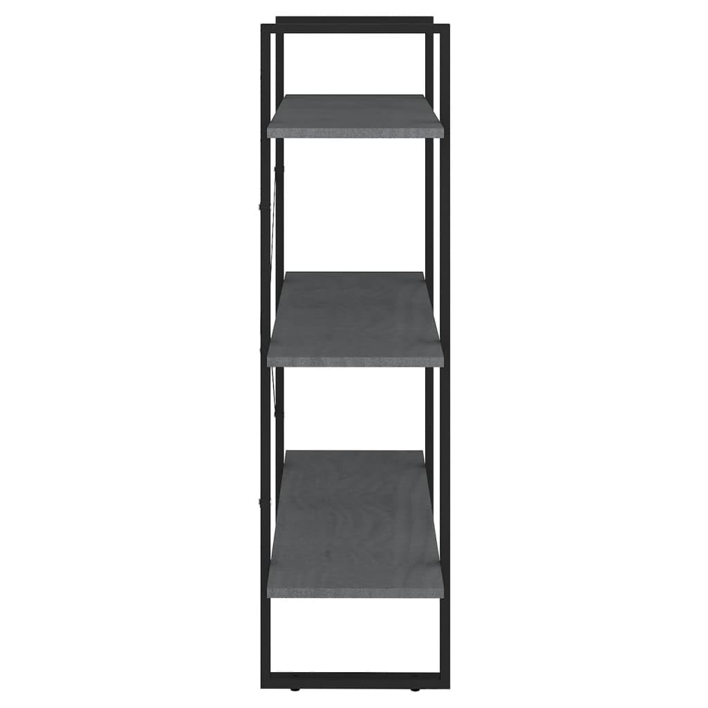 Bücherregal Massivholz Kiefer Grau 80x30x105 cm, 3 Ablagen Standregal für Wohnzimmer, Dekoration und Bücher, industrielles Design, pflegeleicht mit feuchtem Tuch