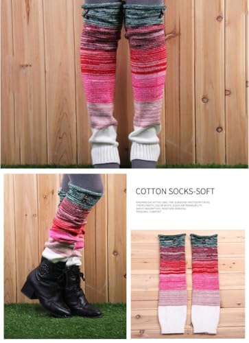 Knitted Leg Warmers for Women Boho Warm Long Leg Sleeve Fashion Rainbow Leg Warmer3