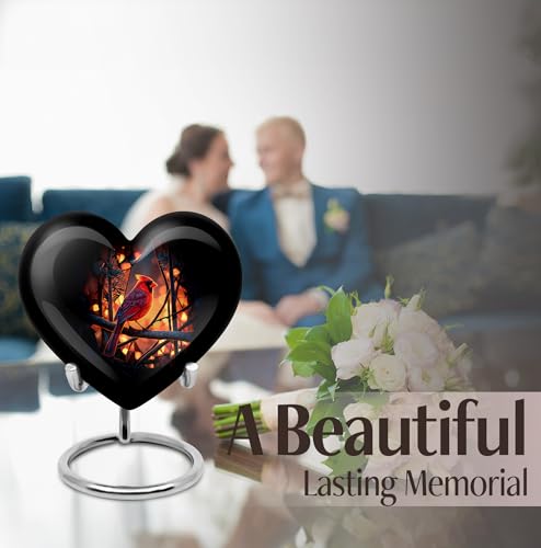 Image of Cardinal Bird Urn Large Burial Urn for Ashes Adult Male 1 Large & 4 Small | Decorative Urns for Funeral, Keepsake Urns for Female, Adult Size Urns