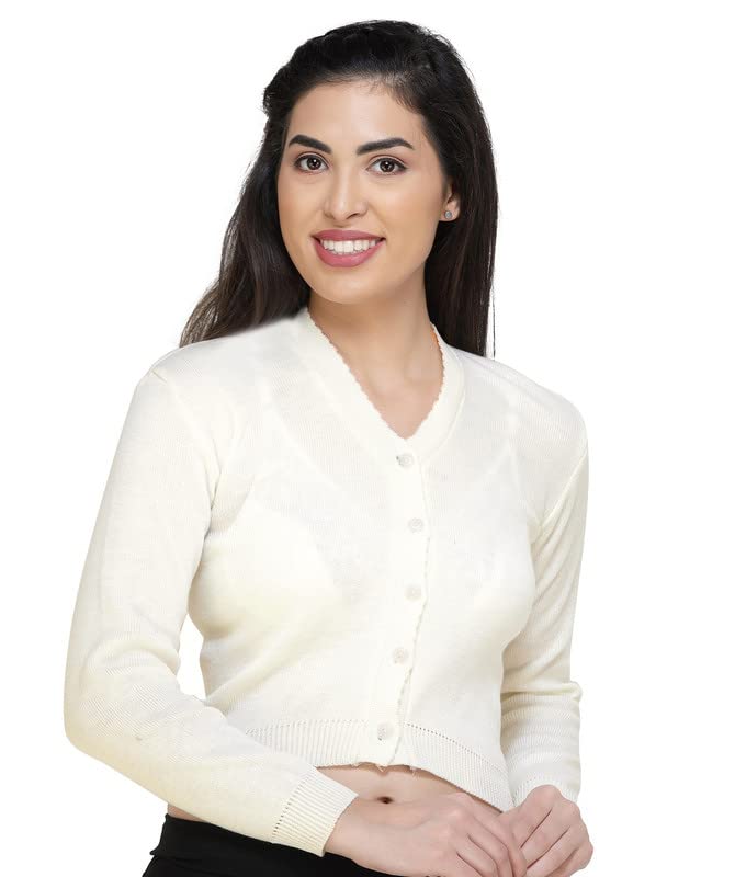 Image of Women Winter Wear V-Neck Full Sleeves Regular Fit Woollen Blouse