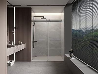 68 to 72 in. W x 76 in. H Double Sliding Frameless Soft-Close Shower Door with Premium 3/8 Inch Thick Tampered Glass and Easy-Cleaning Coating, 22D72BN Brushed Nickel Shower Parts