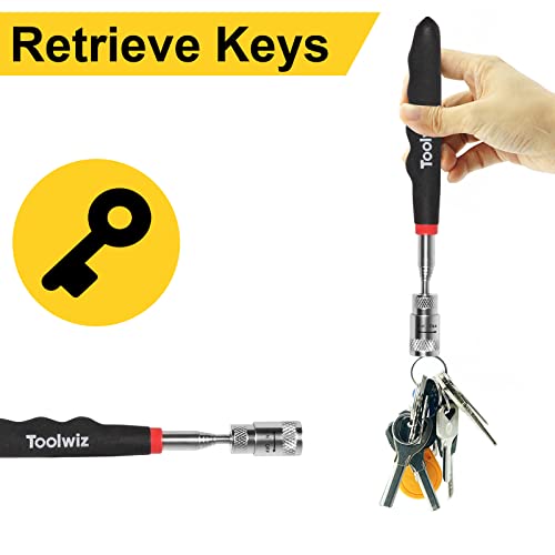 image for Toolwiz Magnetic Telescoping Pickup Tool 8 Lb with LED light, Portable