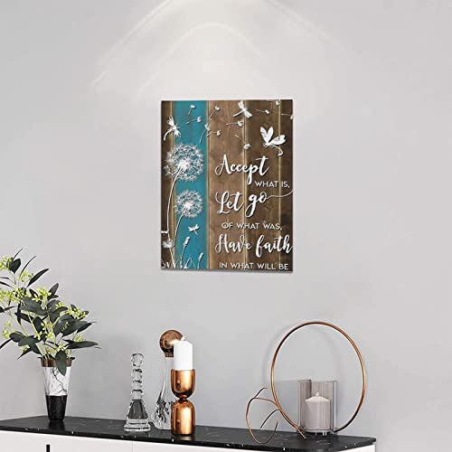 Dandelion Dragonfly Wall Art Inspirational Quotes Pictures Wall Decor Accept What Is Canvas Print For Wall Abstract Dragonfly Modern Home Decor Artwork Framed For Living Room Bedroom Bathoom 12"X16" #TOP2