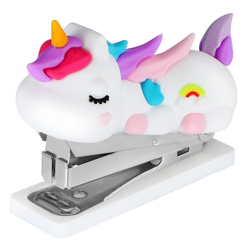 Cabilock Grapadora Portátil de Mano Mini Unicornio Grapadora Pequeña para Oficina y Estudiantes Resistente y Práctica para Escritorio y Hogar