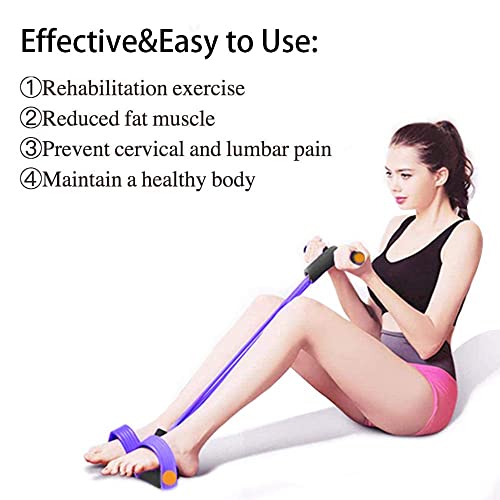 Image of Multifunction Tension Rope, 4-Tube Elastic Yoga Pedal Puller Resistance Band, Natural Latex Tension Rope Fitness, for Abdomen /Waist /Arm /Leg Stretching Slimming Training