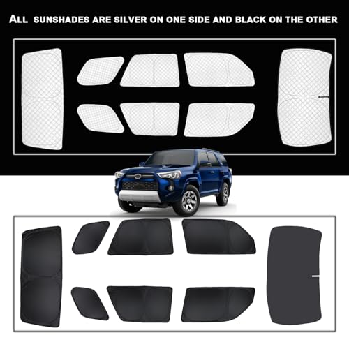 Image of KMF 8pcs Thicken Car Window Shades for Toyota 4Runner 2010-2024 Accessories, 4Runner Windshield Sun Shade Full Window Covers for Side Rear, UV Block and Blackout Protect Privacy for Car Camping