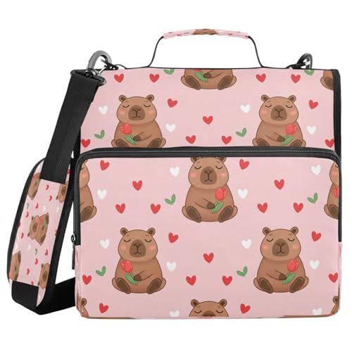 Carpeta Capybara de 3 anillos con cremallera organizador de 1.5 pulgadas para 500 hojas con asa