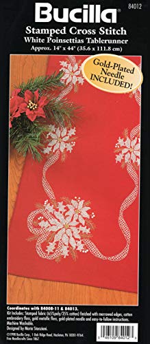 White Poinsettias Tablerunner 14"x44"
