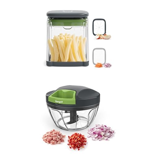 Bundle of Ibergrif Corta Patatas Fritas Manual y Picadora Manual, Multifuncional, Sin BPA, para Cortar, Trocear y Picar