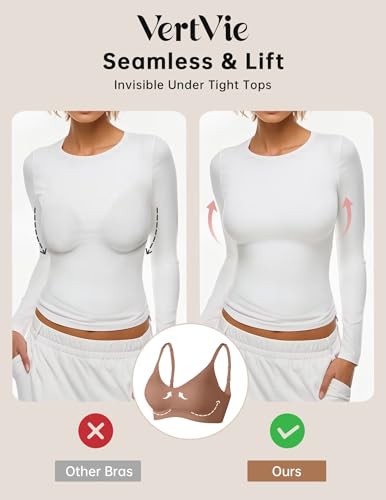 Vertvie Non Wired Seamless Comfort Bra for Women Full Coverage Soft Push Up Padded Wireless Bralette T Shirt Sleep Everyday Bra