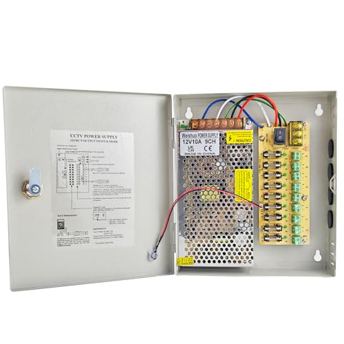 12V Power Supply Box for CCTV Camera 9 Channels Output AC 110V/220V to DC 12V 10A 120W CCTV PSU...