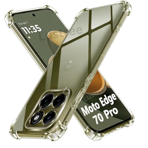 Image of Lustree Compatible with Motorola Edge 70 Pro 5G / Moto Edge 70 Pro Plus Back Cover| Clear + TPU Case with 4 Corner Air Cushion Protection & Camera Protection Cover for Moto Edge 70 Pro 5G