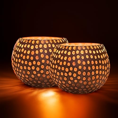 Image of Floryn Decor Morrocan Mosaic Candle Holders | Home Light Decorations Items | Mosaic Glass Tealight Holder | Best lamp for Diwali Decoration | Pack of 2 (with 2 Tealight Candle Free)