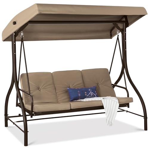 Best Mainstays Wentworth Hammock Swing for 3 Person Comfort and Style 5 Best Choice Products 3-Seat Outdoor Large Converting Canopy Swing Glider, Patio Hammock Lounge Chair for Porch, Backyard w/Flatbed, Adjustable Shade, Removable Cushions - Desert Taupe