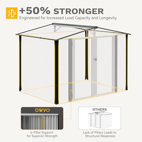 Image of DWVO 7'x5' Large Metal Outdoor Storage Shed, Heavy Duty Tool Storage Sheds for Backyard Patio Lawn - Ideal for Bicycles, Garden Tools, and Lawn Equipment, Easy-to-Assemble, Dark Gray