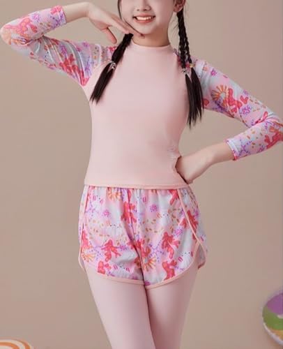 JadeRich Teen Girls 3-Piece Sporty Swimwear Set Long Sleeve Rash Guard Shirt Full Coverage Modest Bathing Suit2