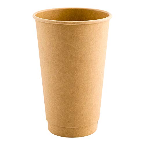 Image of Restaurantware 16-Ounce Disposable Cups, Pack of 500 Double Wall Hot Cups - Lids Sold Separately, Rippled Wall and Kraft Paper Insulation, Ideal for Serving Coffee, Hot Chocolate, Tea, and More