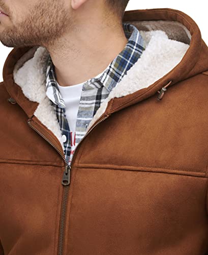 Image of Levi's Men's Buffed Cow Faux Leather Hoody Bomber