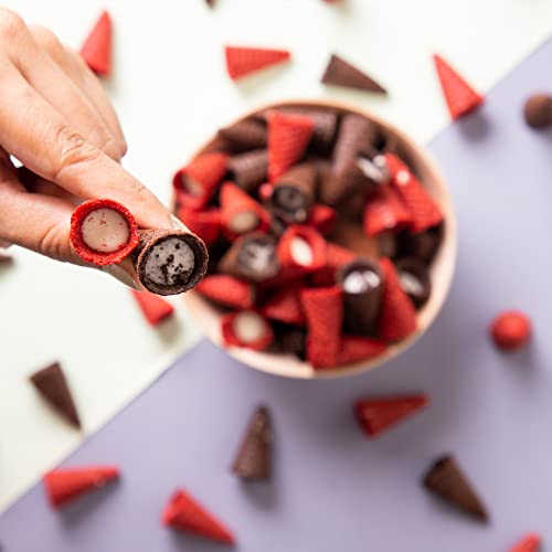 Image of NOVANOVA Best Bites Choco Filled Cones | Special Flavours (Red Velvet, Cookie & Cream) -| 100% Eggless | 30 Pieces, 180 Gram