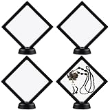 Jutieuo 4Pcs 3D Floating Frame Display Holder Stands, Black for Ring Necklace Bracelet Earring Military Challenge Coin, 4.33x4.33 Inch