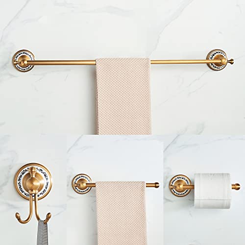 Juego de Accesorios de baño de Bronce Antiguo, toallero Ajustable, Soporte de Papel higiénico, Soporte para Toallas de Mano, Gancho, Juego de Accesorios de baño Dorados montado en la Pared - imagen 6