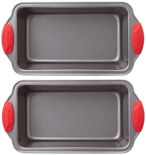 Amazon Basics Non-Stick Loaf Pan, 9 X 5-Inch, Gray With Red Grips, 2-Pack #TOP1