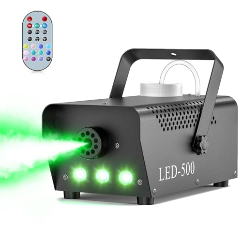 Machine a Fumee 500W, Machine à Brouillard Portable 3 RGB LED, Machines à fumée avec Télécommande pour Halloween, Noël, Fête, Mariage