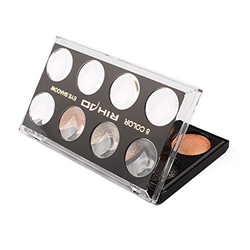KeyZone 8 Colors Eyeshadow Palette Set Mirror On the Back Makeup Brush in 8#