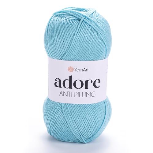 1 Skein YarnArt Adore, Antipilling Yarn, 100% Antipilling Acrlylic, 100 g (3.5 oz), 280 m (306 yd), 3 : Light-DK, Cyan - 342