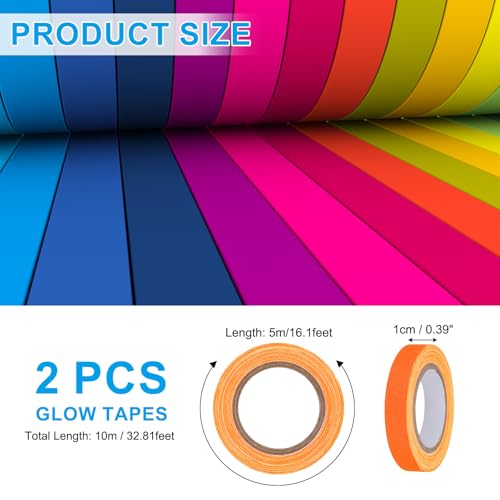 PATIKIL Leuchtendes Gafferband im Dunkeln, 0,4 Zoll x 32,8 Fuß farbiges Baumwoll Leuchtband Marker fluoreszierendes Leuchtband Aufkleber für Partydekorationen, Orange