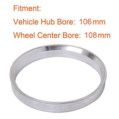 Image of ZHTEAPR 4pc Wheel Hub Centric Rings 108 to 106 OD=108mm ID=106mm Aluminium Alloy Wheel Hubrings 106 to 108