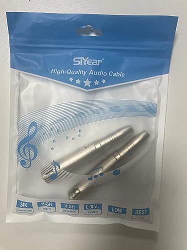 SiYear profession 3-pinowy XLR żeński na 6,35 mm żeńskie gniazdo jack stereo mikrofon mikrofon adapter konwerter złącze, adapter XLR na 6,35 mm (2 szt.)