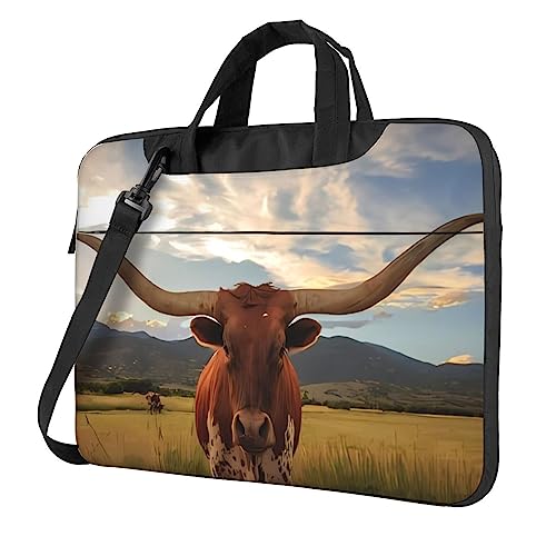Sac ordinateur portable étanche motif vache avec bandoulière et poignée de transport