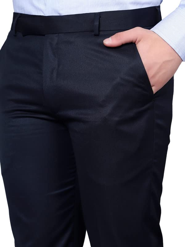 Image of Cantabil Men Navy Blue Regular Fit Formal Trouser (P MTRF00070 Navy)