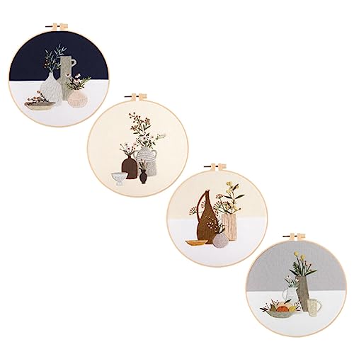 Kit de broderie pour débutants avec 4 ensembles complets de matériel de couture