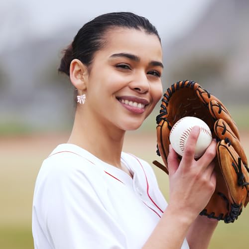 Baseball Bow Earrings for Woman, Sports Dangling Theme Softball Bowknot Dangle Earrings Ideal Jewelry Gift for Sport Player Lover Fans4