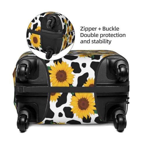 Cute Cow Print Sunflower A Luggage Cover Protector Anti-Scratch Washable Fits 18-32 Inch Luggage-Small4