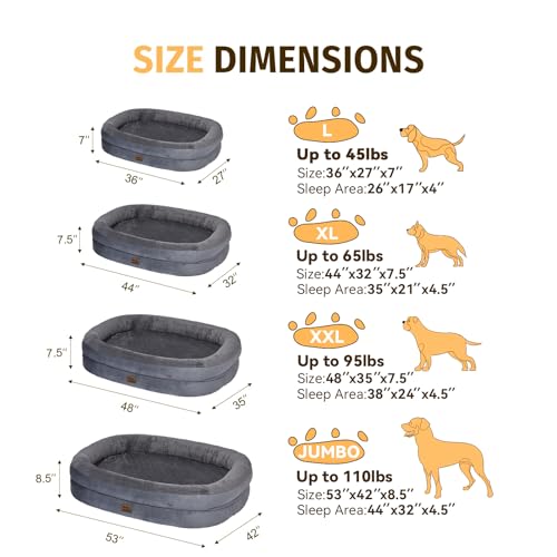 Orthopedic Washable Large Dog Bed: Waterproof Pet Bed with Bolsters - Removable Washable Cover for L XL XXL Large Sized Dog Bed - Non-Slip Bottom - Image 3