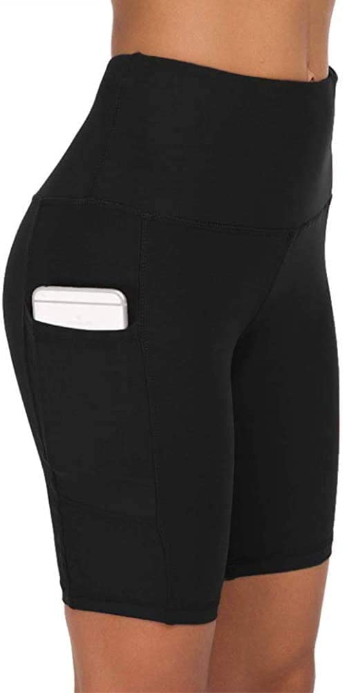 COTOPShort Leggings, Women's Sports Tights, Short Summer, Yoga Trousers, High Waist, Running Trousers with Pocket, Shorts for Gym Training, Fitness, Jogging, Running, Biker