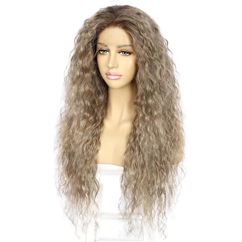 Sapphirewigs Curly Lace Front Wig Ombre Brown Synthetic Wigs for Women 13x3 Daily Wear Party Christmas Halloween Heat Resistant 26 inch - Image 4