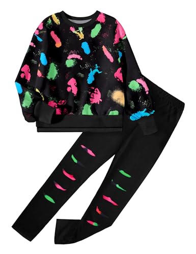Image of Girls Clothes, Girls Outfits Tie Dye Sweatshirt Tops and Leggings Sweatpants 2 Piece Fall Winter Clothes Set 6-16T