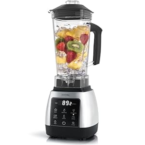 Arendo – Standmixer 2000 Watt mit Touchpanel – Hochleitungsmixer – 2L – 9 Geschwindigkeitsstufen – max. 24.000 U/min – Pulsfunktion – Timer – 5 Programme – Mixer mit Display – 6 Messer aus Edelstahl