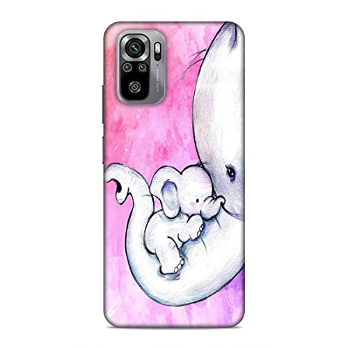 Image of Printed Mobile Back Hard Case Cover for Xiaomi Redmi Note 10 / Xiaomi Redmi Note 10S | Cute Elephant, Baby Elephant, Mom's Love -2202